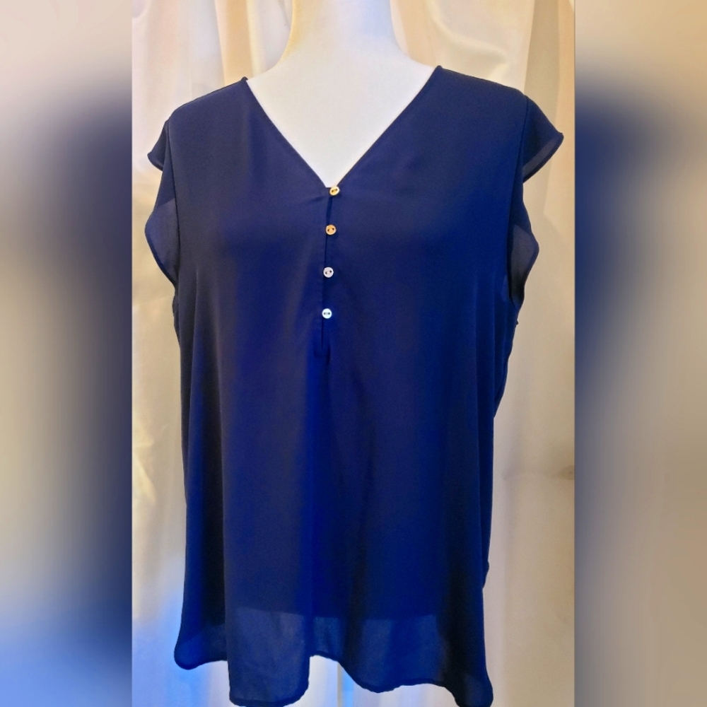 Navy Loft Top Blouse size XL